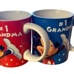 Mug Set Disney Jerry Leigh #1 Grandma & Grandpa Ceramic Coffee Mickey & Friends